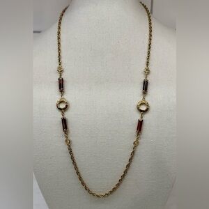 Vintage Sara Coventry Gold Tone Long Midcentury Style Station Necklace 31”